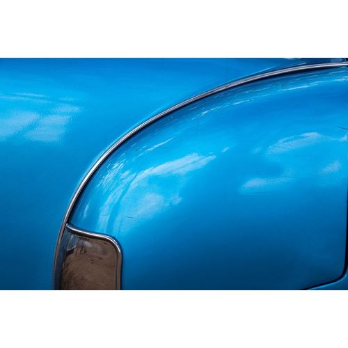 Detail of rear fender on classic blue American Chevrolet in Vinales-Vinales Valley-Cuba